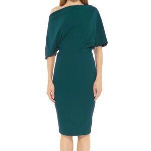 Alexia Admor Dress- emerald, asymmetrical neckline, size XS/ 0-2